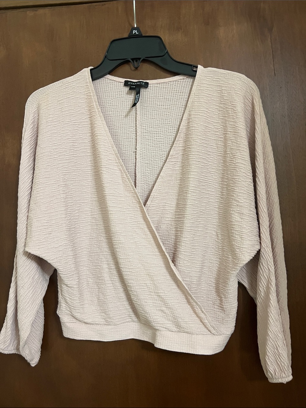 Dynamite Wrap Cropped Quarter Sleeve Top